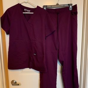 Grey’s Anatomy Scrub Set, Burgundy, Large
